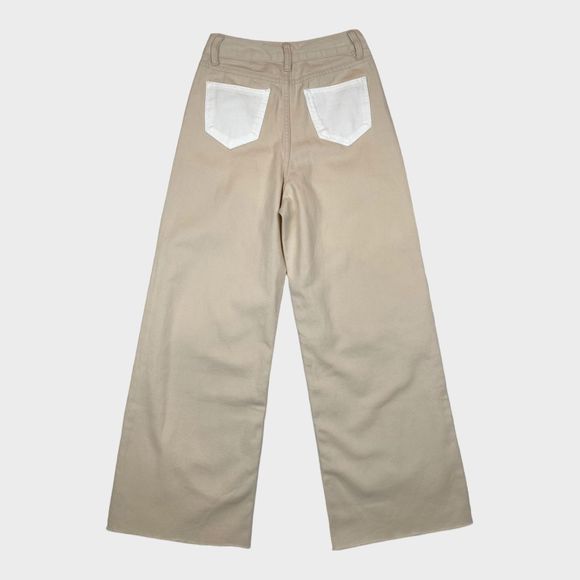 NWT AQUA Color Block Wide Leg Jeans in White/Tan Women's Size 24 - Picture 7 of 11